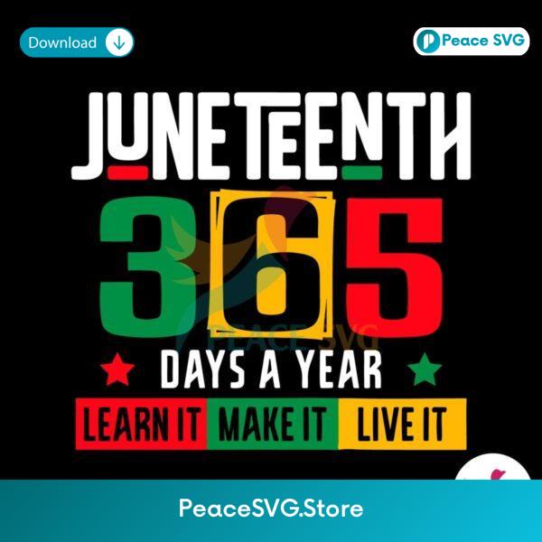 Juneteenth 365 Days A Year Learn It Svg For Vinyl Cutting