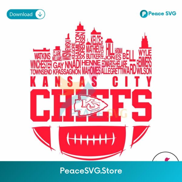 Kansas City Chiefs Skyline Football Names Svg Vector File