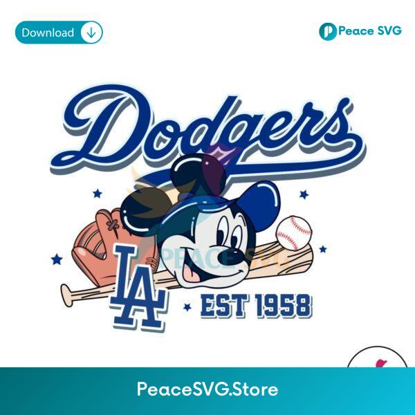 La Dodgers Est 1958 Mickey Baseball Svg Digital Download