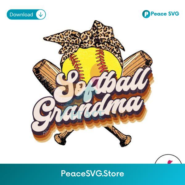 Leopard Softball Grandma Png Sublimation Design