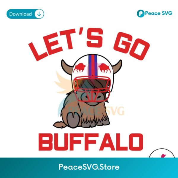 Let Go Buffalo Nfl Highland Cow Football Png Printable File