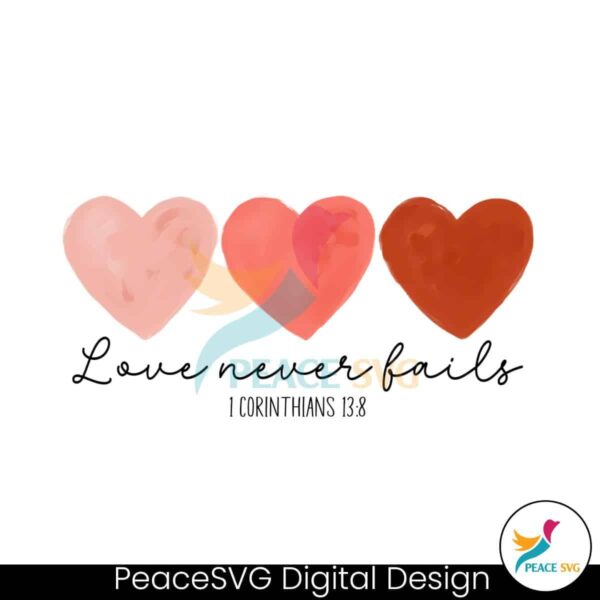 Love Never Fail Valentine Christian Png Sublimation Design
