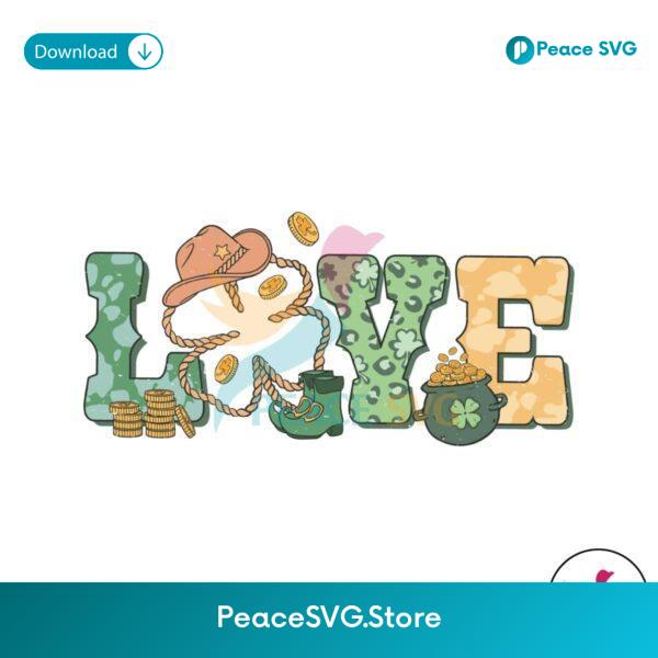 Love St Patricks Day Western Cowboy Svg Instant Download