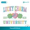 Lucky Charm University Clover Heart St Patricks Day Svg Layered File