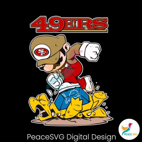 Mario 49ers Stomps On Detroit Lions Svg Cut File