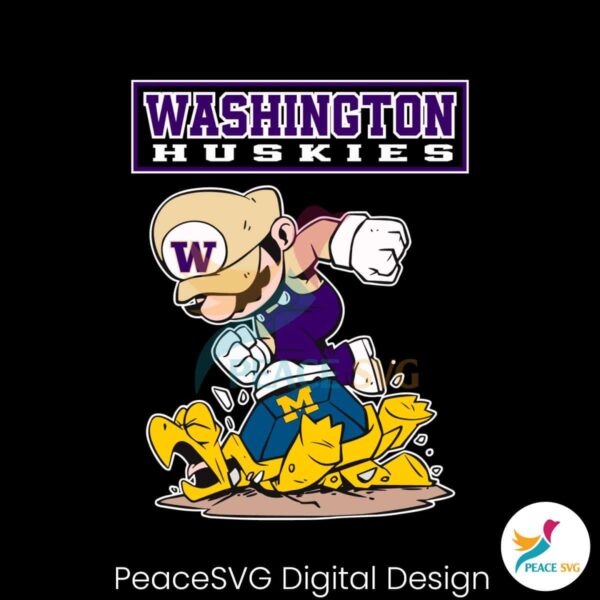 Mario Washington Huskies Stomp On Michigan Svg Clipart