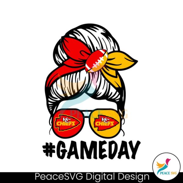 Messy Bun Game Day Kansas City Chiefs Svg Printable Design