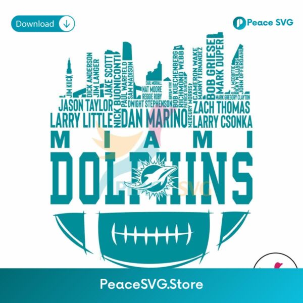 Miami Dolphins Skyline Football Names Svg Cricut Ready File