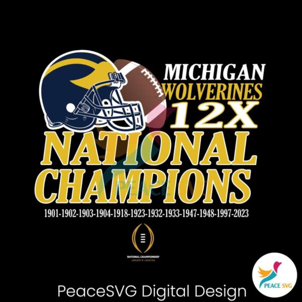 Michigan Wolverines 12 Time National Champions Svg For Silhouette