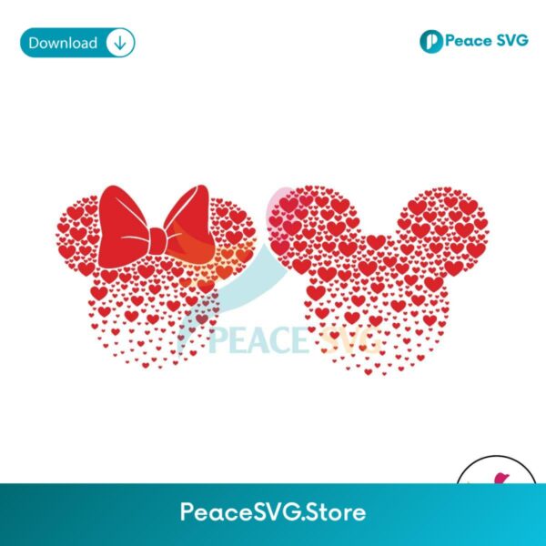Mickey And Minnie Ears With Heart Svg Cut File