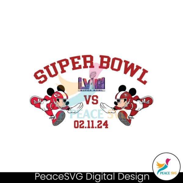 Mickey Mouse 49ers Vs Chiefs Super Bowl Lviii Png For Sublimation