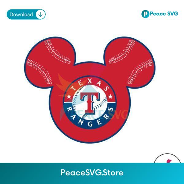 Mickey Mouse Head Texas Rangers Svg Instant Download