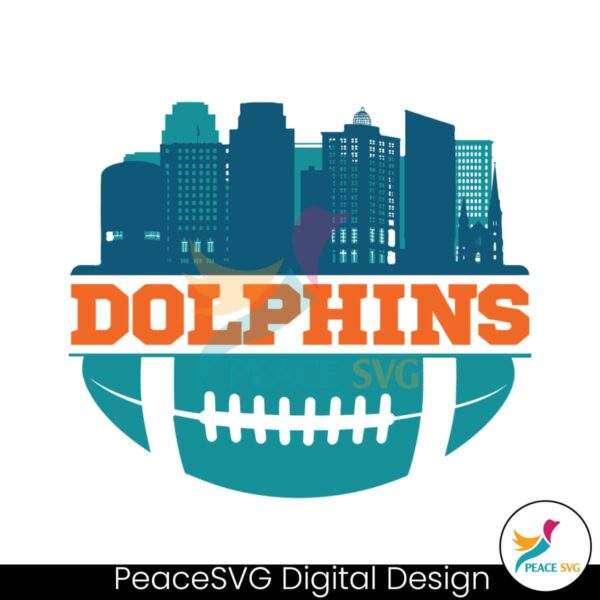 Nfl Dolphins Football Skyline Svg Printable Design