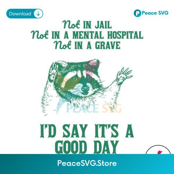 Not In Jail Id Say It A Good Day Trash Pandal Svg For Vinyl Cutting
