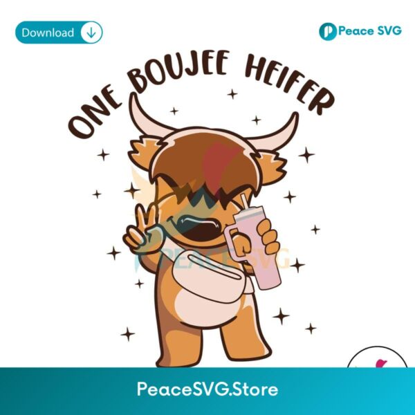 One Boujee Heifer Highland Cow Svg Clipart