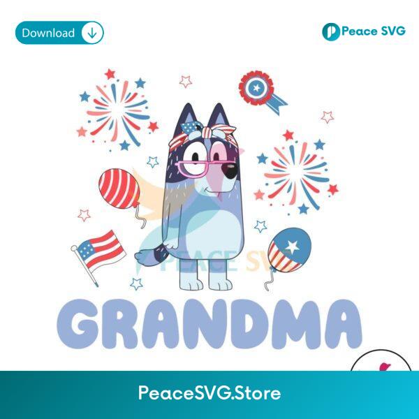 Patriotic Granma Bluey Independence Day Svg For Silhouette