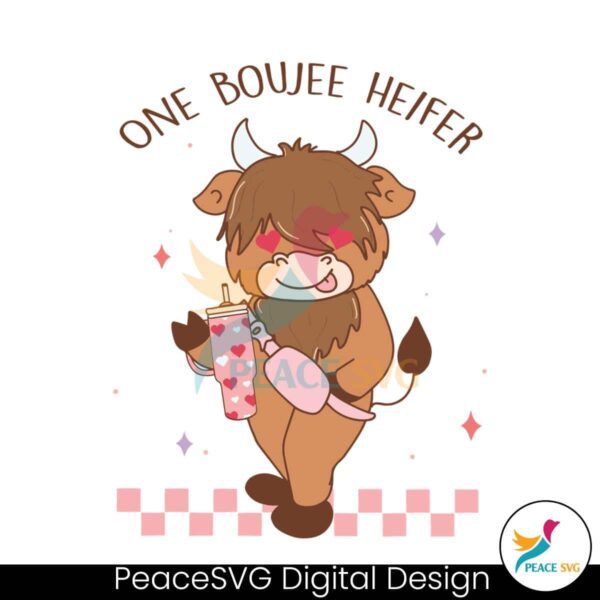 Pne Boujee Heifer Highland Cow Valentine Svg Vector File