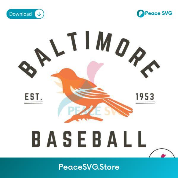Retro Baltimore Baseball Est 1953 Svg Instant Download