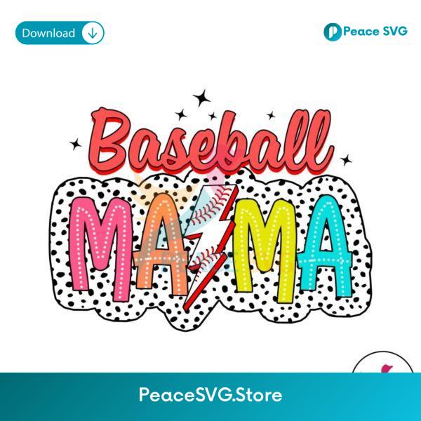 Retro Baseball Mama Sports Lightning Bolt Svg Cricut Ready File