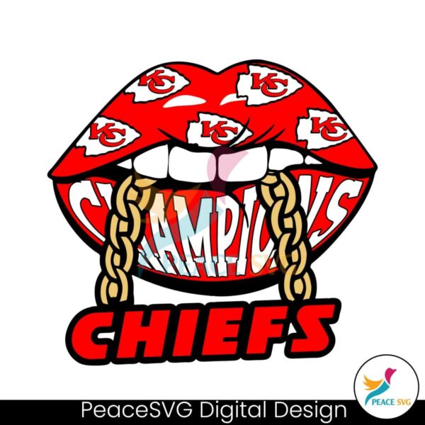 Retro Chiefs Champions Lips Svg Layered File