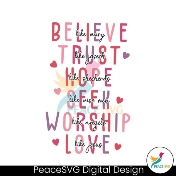 Retro Christian Valentine Believe Like Mary Svg Instant Download