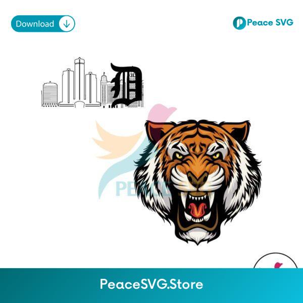 Retro Detroit Tigers Logo Skyline Svg Vector File