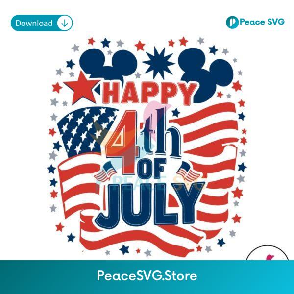 Retro Disney Happy 4th Of July Independence Day Svg Vector File