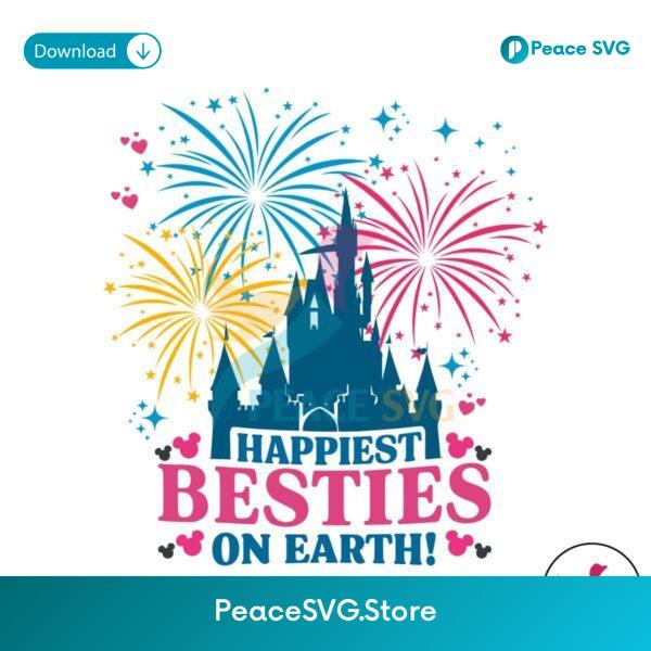 Retro Happiest Besties On Earth Disney Castle Svg Clipart