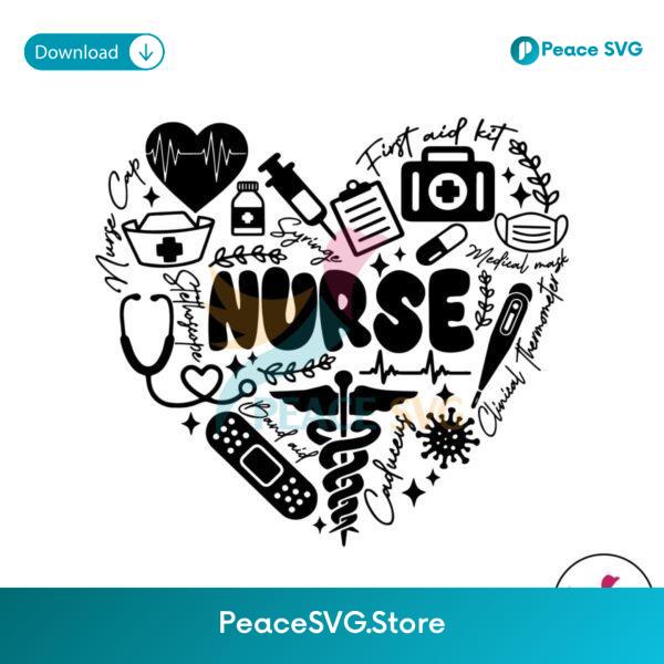 Retro Heart Nurse Doodles First Aid Kit Svg Clipart