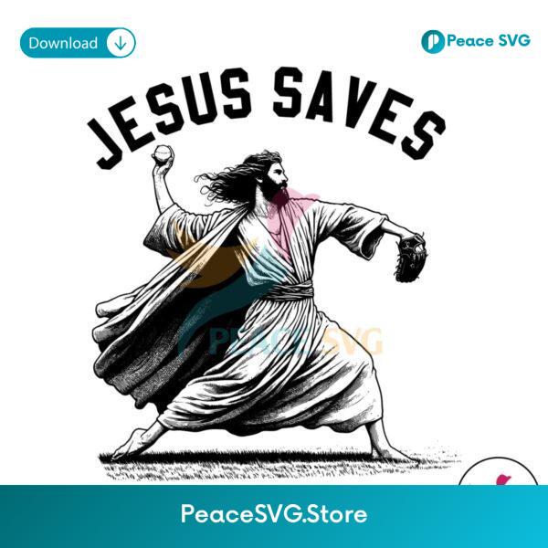 Retro Jesus Saves Playing Baseball Svg Clipart
