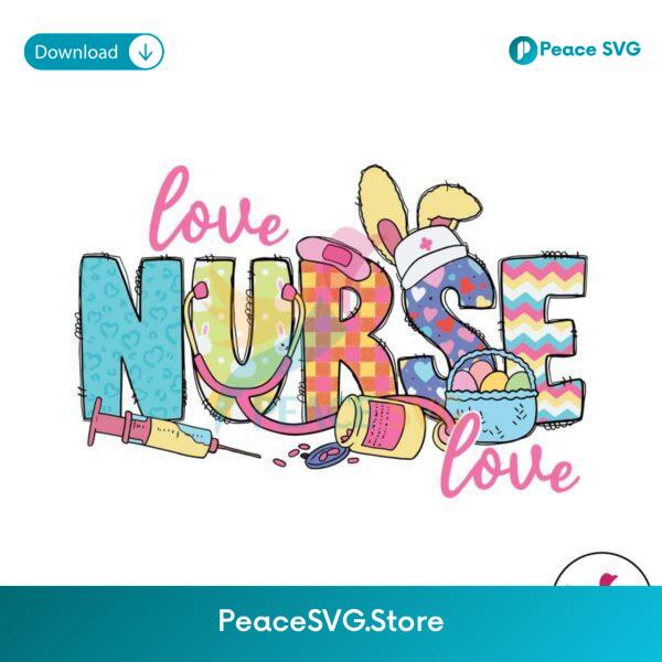 Retro Love Nurse Easter Bunny Svg Clipart