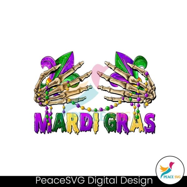 Retro Mardi Gras Skeleton Hand Png For Printing