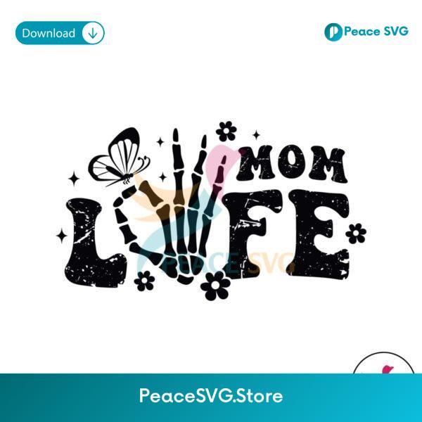 Retro Mom Life Skeleton Hand Svg Clipart