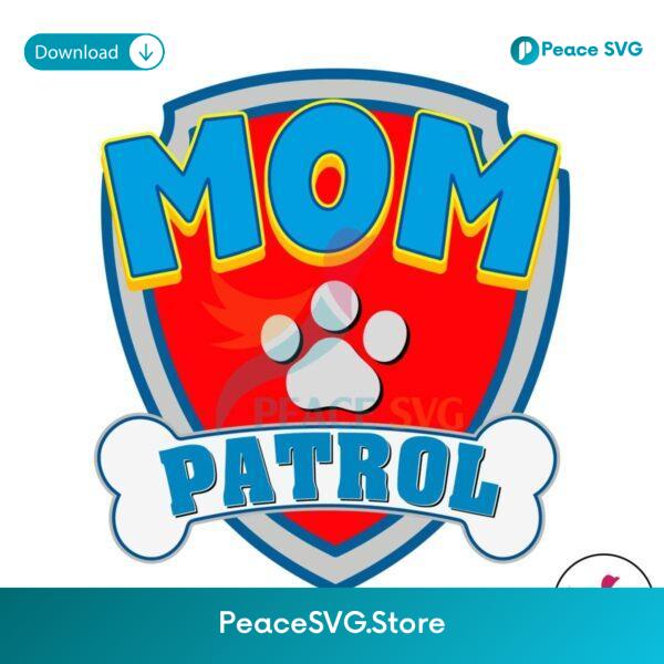 Retro Mom Patrol Dog Paw Cartoon Svg Digital Download