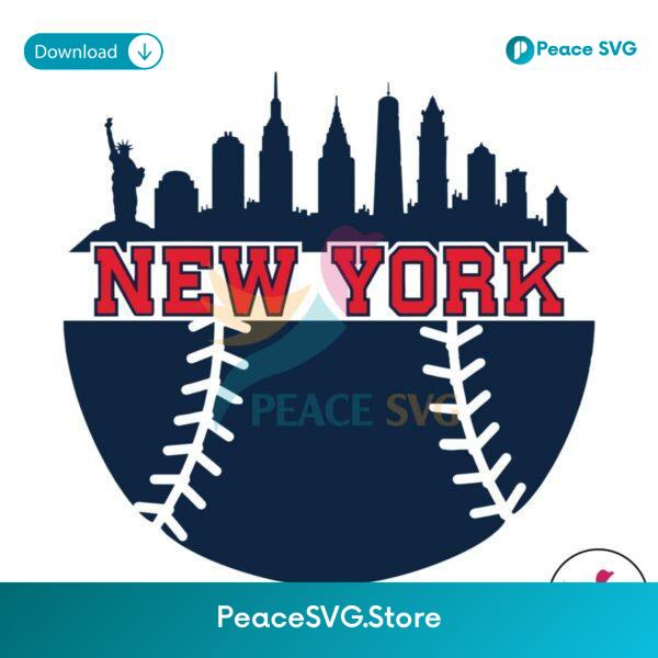 Retro New York Baseball Skyline Svg Vector File