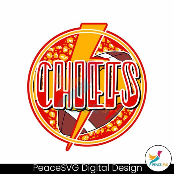 Retro Nfl Chiefs Football Lightning Bolt Png For Sublimation