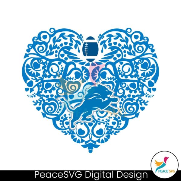 Retro Nfl Detroit Lions Heart Svg Layered File