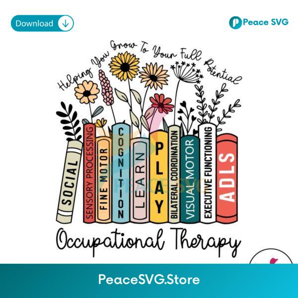 Retro Occupational Therapy Floral Books Svg For Vinyl Cutting