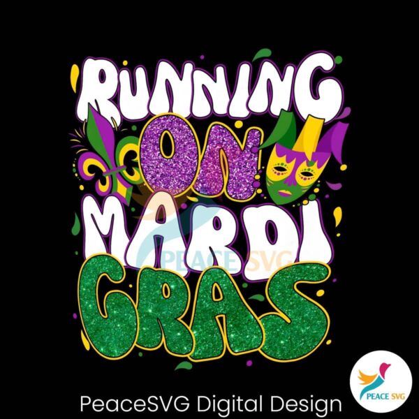 Retro Running On Mardi Gras Png Instant Download