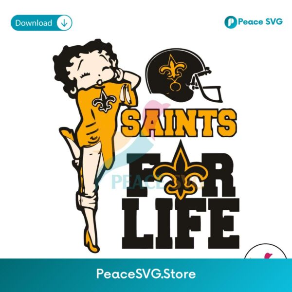 Retro Sain Ts For Life Betty Boop Football Svg Clipart