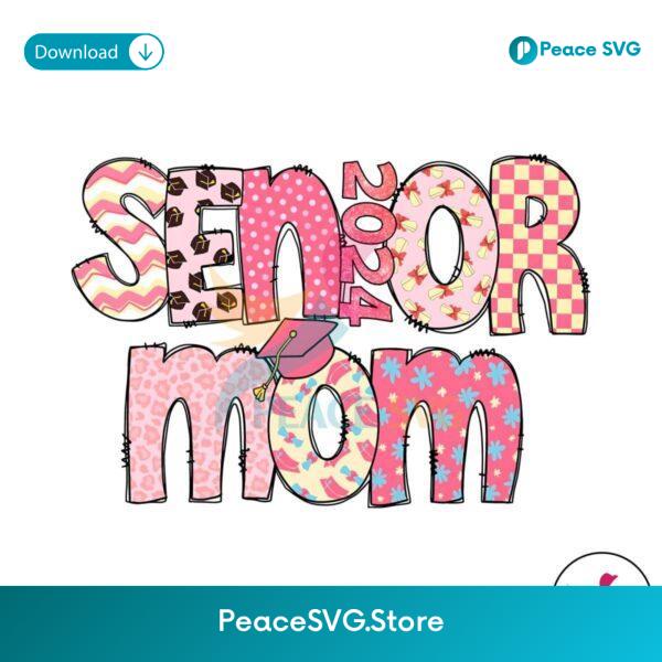Retro Senior Mom 2024 Graduation Png High Resolution