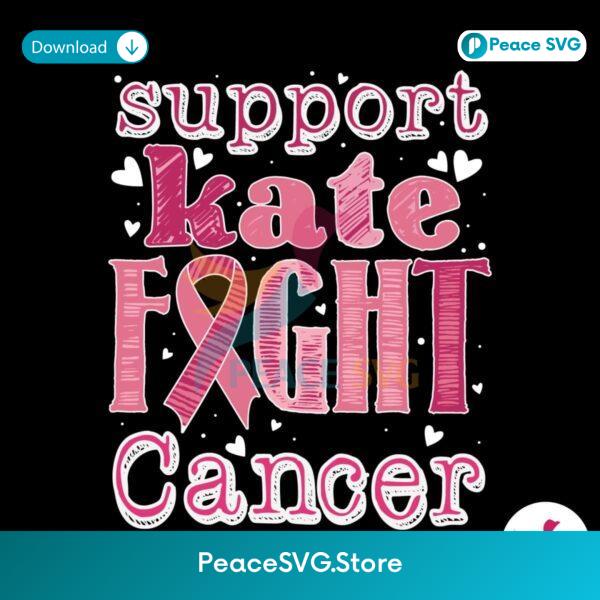 Retro Support Kate Fight Cancer Pink Ribbon Svg Printable Design