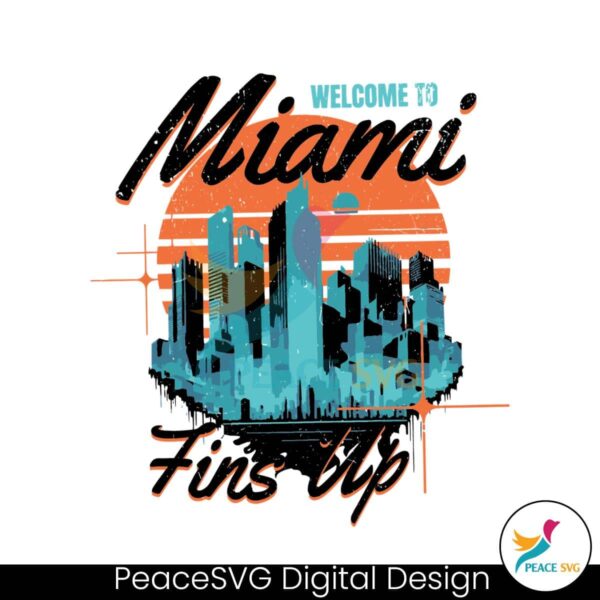 Retro Welcome To Miami Fins Up Svg For Vinyl Cutting