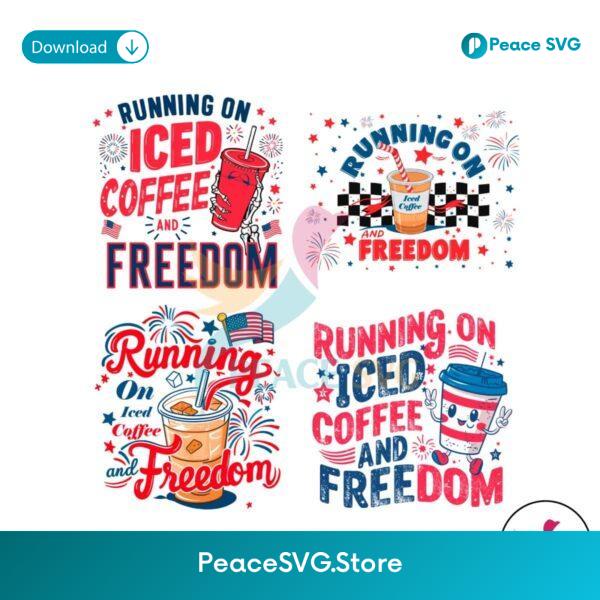 Running On Iced Coffee And Freedom Svg Clipart