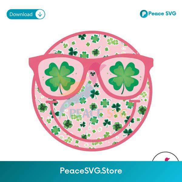Smiley Face Four Leaf Clover St Patricks Day Png Printable File