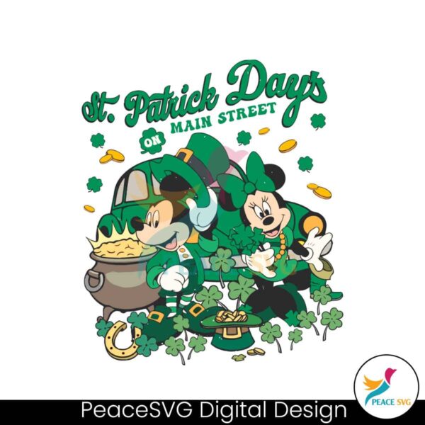 St Patricks Day On Main Street Mickey And Minnie Png Digital Download