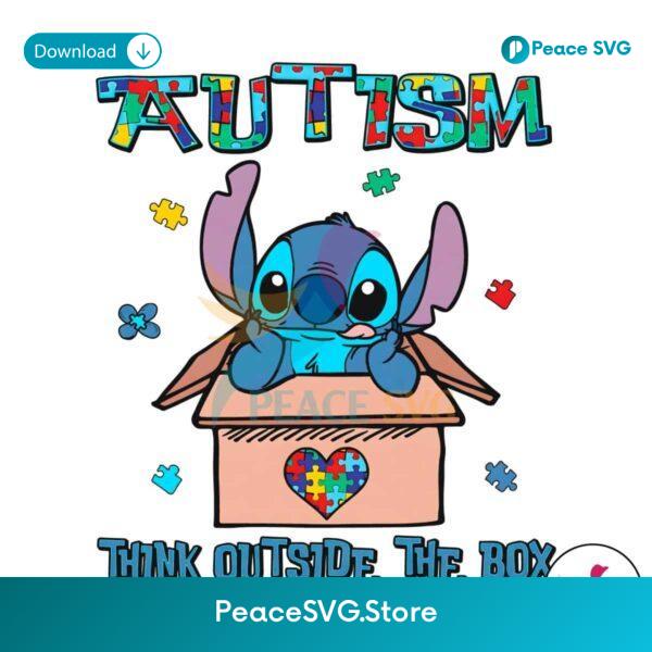 Stitch Autism Think Outside The Box Png Sublimation Design