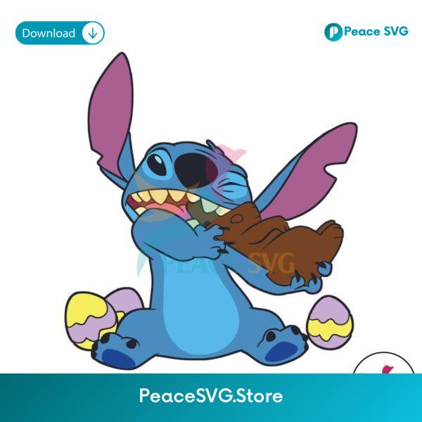 Stitch Eats Chocolate Bunny Easter Svg For Vinyl Cutting