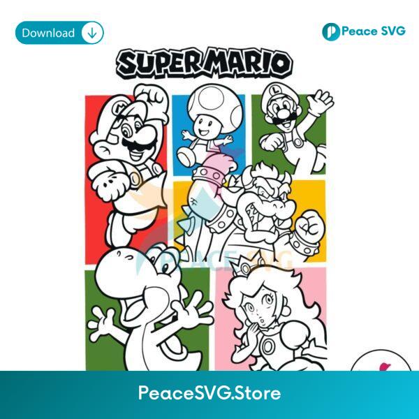 Super Mario And Friends Grid Outline Svg Digital Download