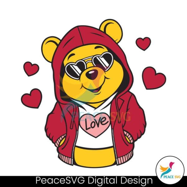 Valentine Day Pooh Bear Heart Svg Digital Download